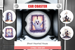 Car Coaster Watercolor Ghost Haunted House Product Image 1