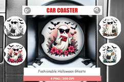 Fashionable Ghosts Car Coaster Product Image 1
