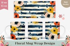 Watercolor Flowers Mug Wrap Design, Floral Mug Sublimation Product Image 1