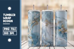 White Gold Blue Marble Tumbler Wrap Design Product Image 1