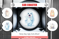 Rainy Day Ugly Ghost Car Coaster Product Image 1