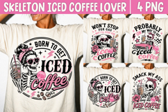 Skeleton Iced Coffee Lover PNG, Trendy Coquette Caffeine Product Image 1