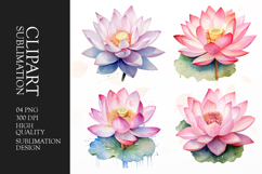 Watercolor Pink Flower Clip Art Sublimation png Product Image 1