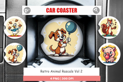 Car Coaster Retro Animal Rascals Product Image 1