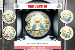 Car Coaster Cockatiel Embroidery Product Image 1