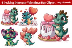 Peeking Dinosaur Valentines Day Clipart PNG Product Image 1