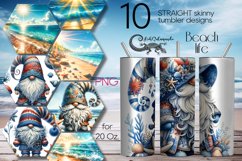 Gnome Beach life | 10 Skinny Tumbler Sublimation designs Product Image 1