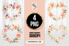 Floral Heart Wreath Clipart Sublimation PNG Product Image 1