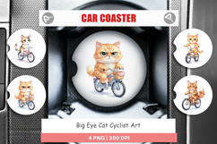 Big Eye Cat Cyclist Art Car Coaster Product Image 1