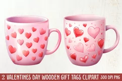Pink Valentines Day Hearts Clipart, Valentine Hearts Clipart Product Image 1