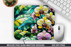 Mouse Pad Sublimation, Summer Flower Mouse Pad PNG Design Product Image 1