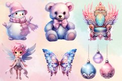 Pink Christmas Fairy Set Sublimation Clipart, Pink Christmas Product Image 2