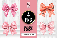 Pink Polka Dot Bow Clipart PNG Files Product Image 1