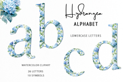 Watercolor Hydrangea alphabet clipart Product Image 1