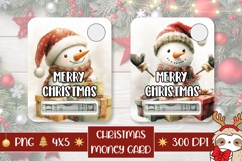 Watercolor Snowman Money Card Template, Christmas Gift Card Product Image 1
