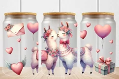 16oz Libbey Glass Can Tumbler Valentine Cute Llama Heart Product Image 1