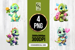 Cute Baby Dinosaur Love Clipart Sublimation PNG Product Image 1