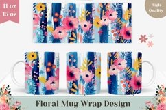 Watercolor Flowers Mug Design, Floral Mug Sublimation PNG Product Image 1