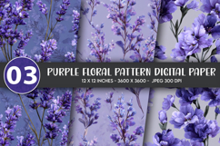 Purple Floral Pattern Digital Paper Product Image 1