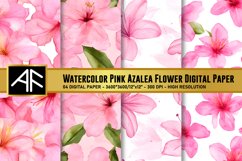 Watercolor Pink Azalea Flower Digital Paper Product Image 1