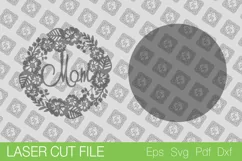 Mom Round Sign. Flower round sign. SVG Laser cut Product Image 2