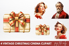 Vintage Christmas Cinema Clipart PNG Product Image 1