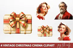 Vintage Christmas Cinema Clipart PNG Product Image 1