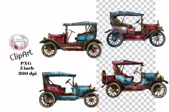 Cars, Elements, Clipart, Ephemera, PNG, Junk journal, Art Product Image 1