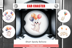 Car Coaster Watercolor Ghost Spooky Balloons Product Image 1