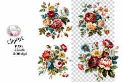 Flowers, Junk Journal, PNG, Clipart, Ephemera, Botanical Product Image 1