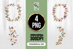 Watercolor Pastel Floral Wreath Clipart Sublimation PNG Product Image 1