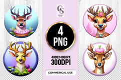 Cute Deer Cupcake Animal Clipart Sublimation PNG Product Image 1