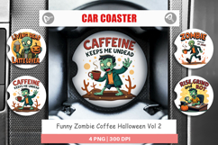Car Coaster Halloween Zombie Coffee Product Image 1