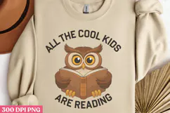 All the cool kids are PNG, Reading Book Sublimation PNG Product Image 2