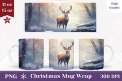 Winter Deer Mug Wrap Design, Winter Forest Sublimation Product Image 1