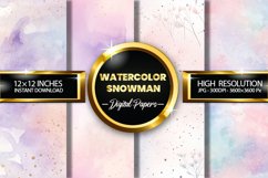 Watercolor Snowman Digital Papers - 04 Variations Product Image 1