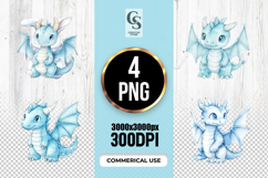 Cute Blue Baby Dragon Clipart Sublimation PNG Product Image 1