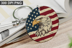 4Th Of July Eagle Keychain Sublimation - Round Keychain PNG Product Image 1