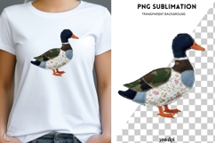 Patchwork Duck PNG Sublimation | Rustic Fabric Duck Clipart Product Image 1