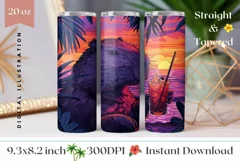 Funny Capybara Tumbler Wrap, Sunset Tumbler Sublimation Product Image 1