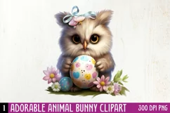 Adorable Animal Bunny Clipart, Watercolor Clipart Product Image 1