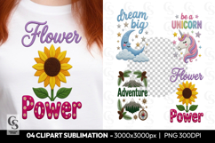 Flower Power Sunflower Clipart PNG Sublimation Product Image 1