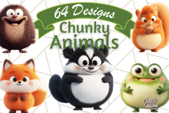 Chunky Kawaii Woodland Critters PNG Clipart, Cute Animals Product Image 1