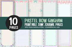 Pastel Bow Gingham Junk Journal Pages Product Image 1