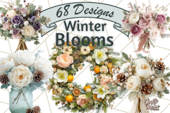 Whimsy Winter Florals Clipart PNG, Christmas Png Clipart Product Image 1