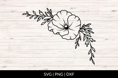 Hand Drawn Poppy Floral Corner SVG Product Image 1