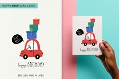 Kids Car Happy Birthday Card | EPS SVG PNG JPG AI Product Image 1