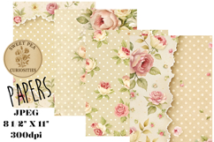 Flowers, Shabby Chic, Papers, Junk Journal Product Image 1