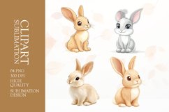 Cute rabbit clipart sublimation png Product Image 1