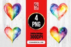 Watercolor Abstract Rainbow Heart Clipart Sublimation PNG Product Image 1